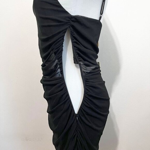NWT MESHKI SARAH BLACK MESH SEMI-SHEER MINI DRESS - S - Picture 6 of 9